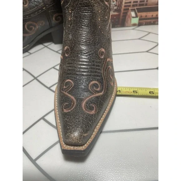 Womens Ariat 10006755 Brown Leather Cowboy Boots 8 B Good Used Condition - Picture 12 of 15